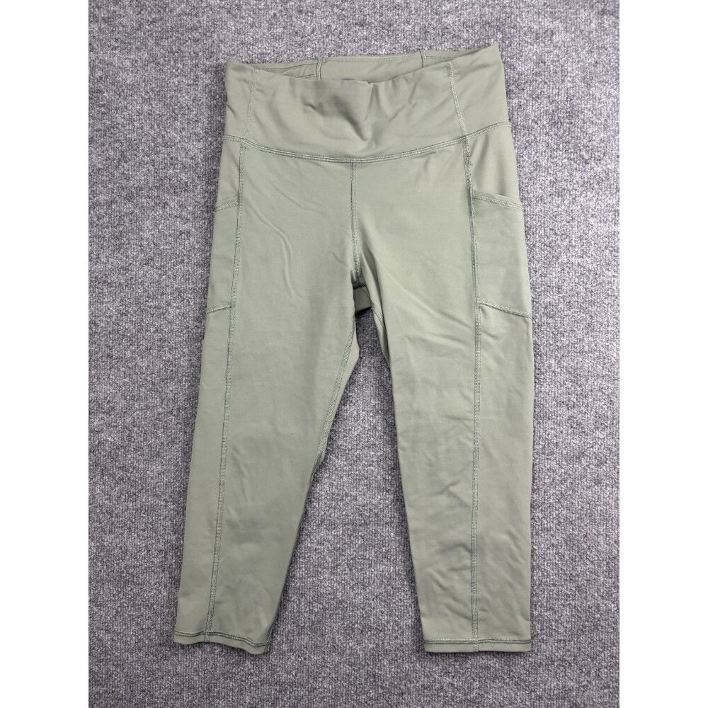 Savvi Pants Womens‎ Medium Green High Rise Capri Leggings Yoga Gym Side Pockets